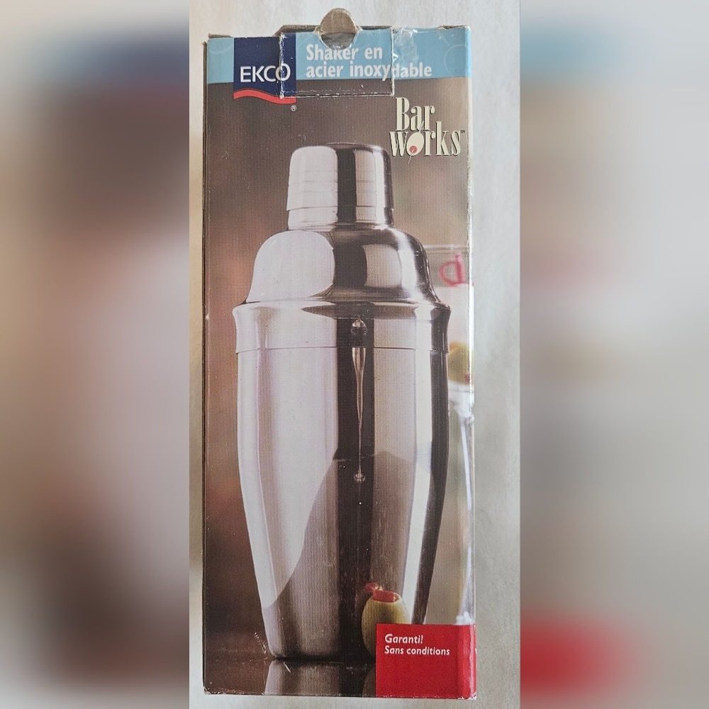 NWOT EKCO Stainless Steel Cocktail Shaker. In Original Packaging.